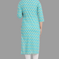 House of RP Women's Turquoise Cotton Floral Print Straight Kurta | Swadesiicart