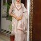 Vaasva Women Grey Chanderi Block Printed Embroidered Kurta Set With Solid Pants & Dupatta | Swadesiicart