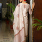 Vaasva Women Grey Chanderi Block Printed Embroidered Kurta Set With Solid Pants & Dupatta | Swadesiicart