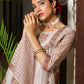 Vaasva Women Grey Chanderi Block Printed Embroidered Kurta Set With Solid Pants & Dupatta | Swadesiicart
