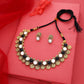 Tehzeeb Creations Black And White Colour Gold-Polished Stone Jewellery Choker Necklace Set With Matching Pair of Stud Earrings - Swadesiicart