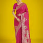Monjolika Fashion Gorgeous Rani Pink Woven Banarasi Satin Designer Silk Saree | Swadesiicart