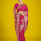 Monjolika Fashion Gorgeous Rani Pink Woven Banarasi Satin Designer Silk Saree | Swadesiicart