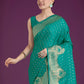 Monjolika Fashion Gorgeous Turquoise Woven Banarasi Satin Designer Silk Saree | Swadesiicart