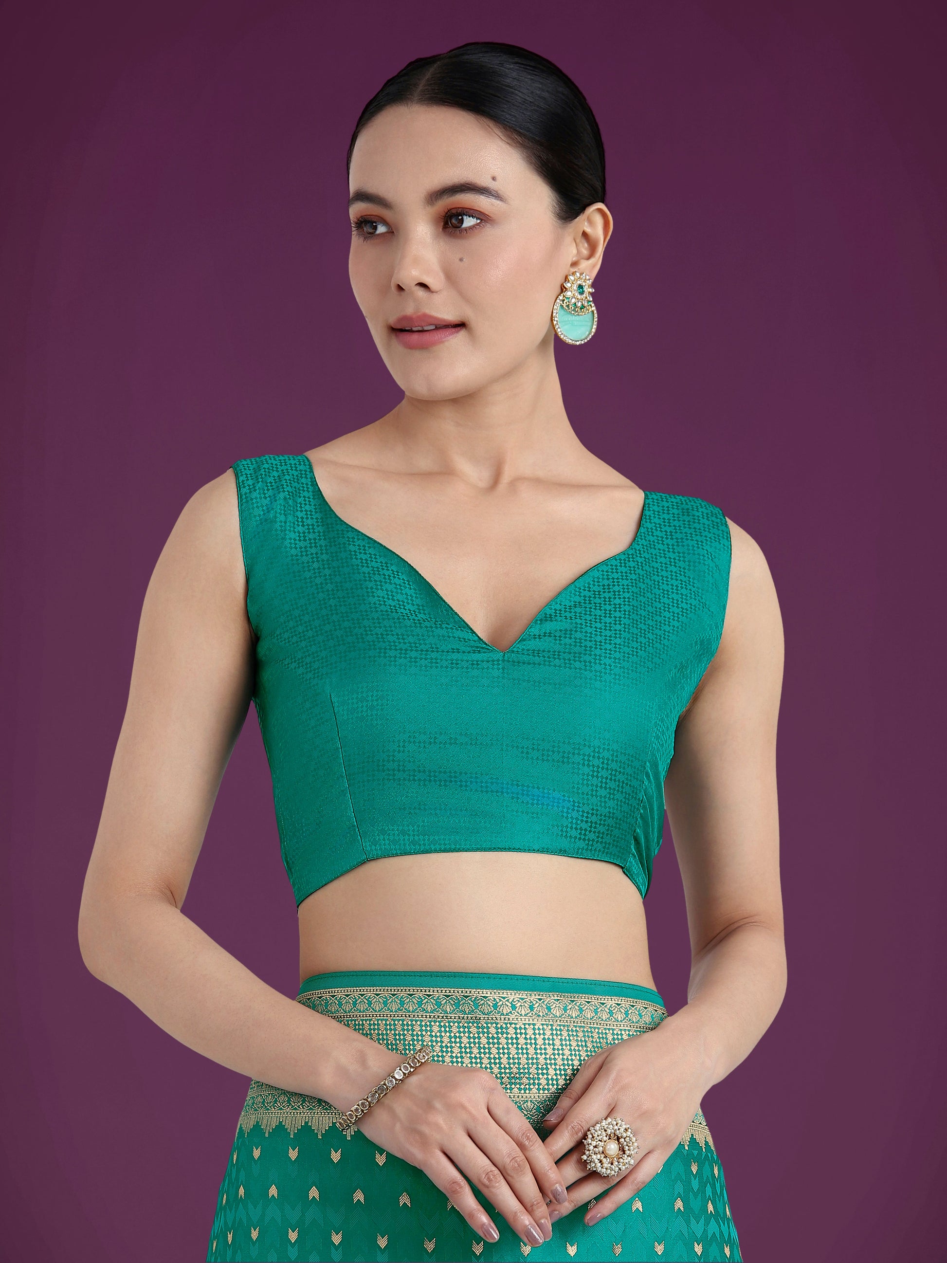 Monjolika Fashion Gorgeous Turquoise Woven Banarasi Satin Designer Silk Saree | Swadesiicart