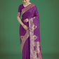 Monjolika Fashion Gorgeous Purple Woven Banarasi Satin Designer Silk Saree | Swadesiicart