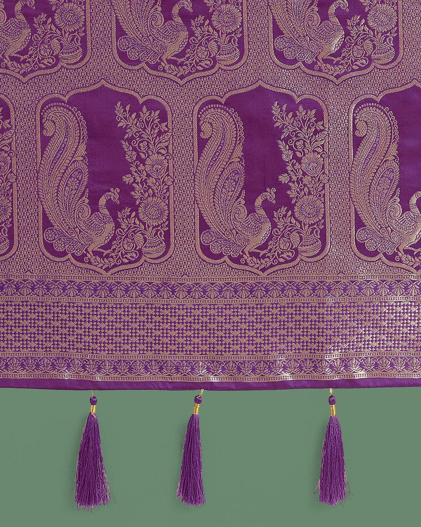 Monjolika Fashion Gorgeous Purple Woven Banarasi Satin Designer Silk Saree | Swadesiicart