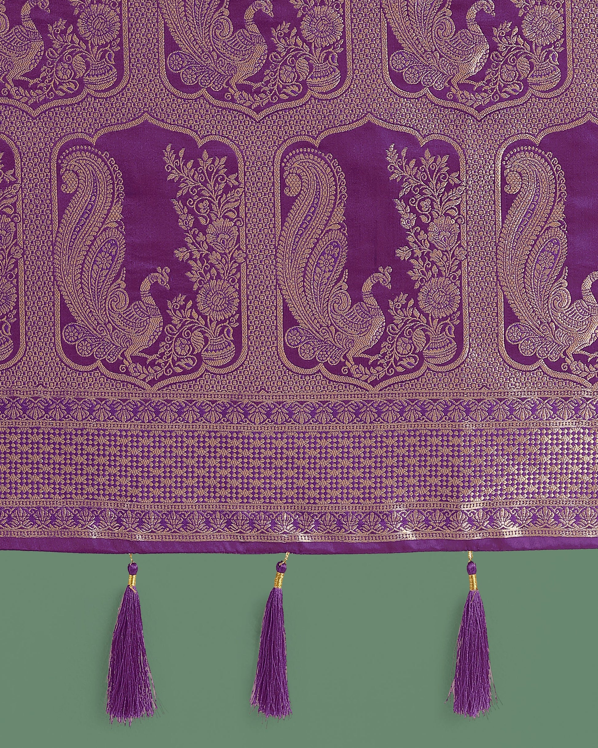 Monjolika Fashion Gorgeous Purple Woven Banarasi Satin Designer Silk Saree | Swadesiicart