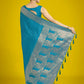 Monjolika Fashion Gorgeous Cyan blue Woven Banarasi Satin Designer Silk Saree | Swadesiicart