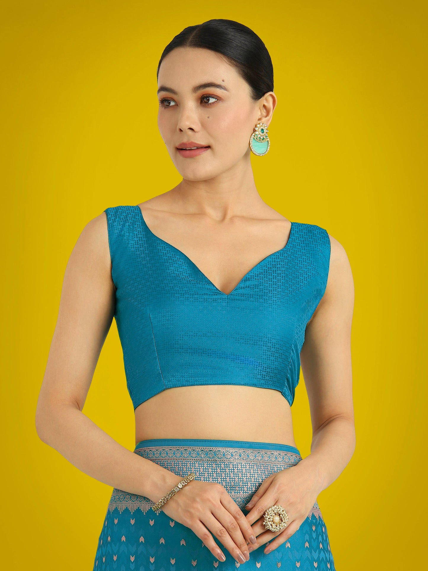 Monjolika Fashion Gorgeous Cyan blue Woven Banarasi Satin Designer Silk Saree | Swadesiicart
