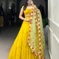 Lorenvalley Yellow Georgette Plain Lehenga Choli with Embroidery work Dupatta | Swadesiicart