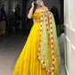 Lorenvalley Yellow Georgette Plain Lehenga Choli with Embroidery work Dupatta | Swadesiicart