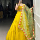 Lorenvalley Yellow Georgette Plain Lehenga Choli with Embroidery work Dupatta | Swadesiicart
