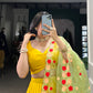 Lorenvalley Yellow Georgette Plain Lehenga Choli with Embroidery work Dupatta | Swadesiicart