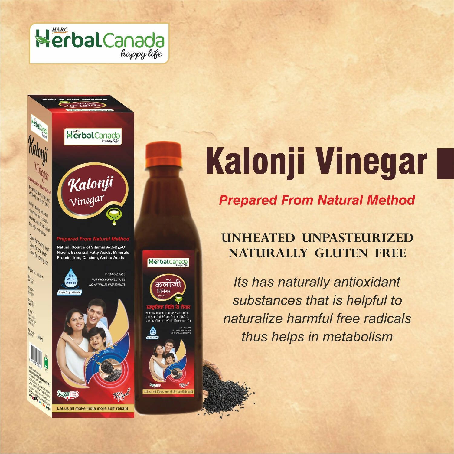 Herbal Canada Kalonji Vinegar - Swadesiicart