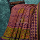 Light Orange And Purple Colour Printed Semi Chanderi Saree By Gayathri Reddy Designer Studio | Swadesiicart