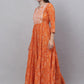 Kalini Women Orange Ethnic Motifs Printed Cotton Anarkali Kurta - Swadesiicart