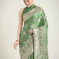 Monjolika Fashion Green Color Banarasi Satin Silk Zari Weaving Festival Saree | Swadesiicart