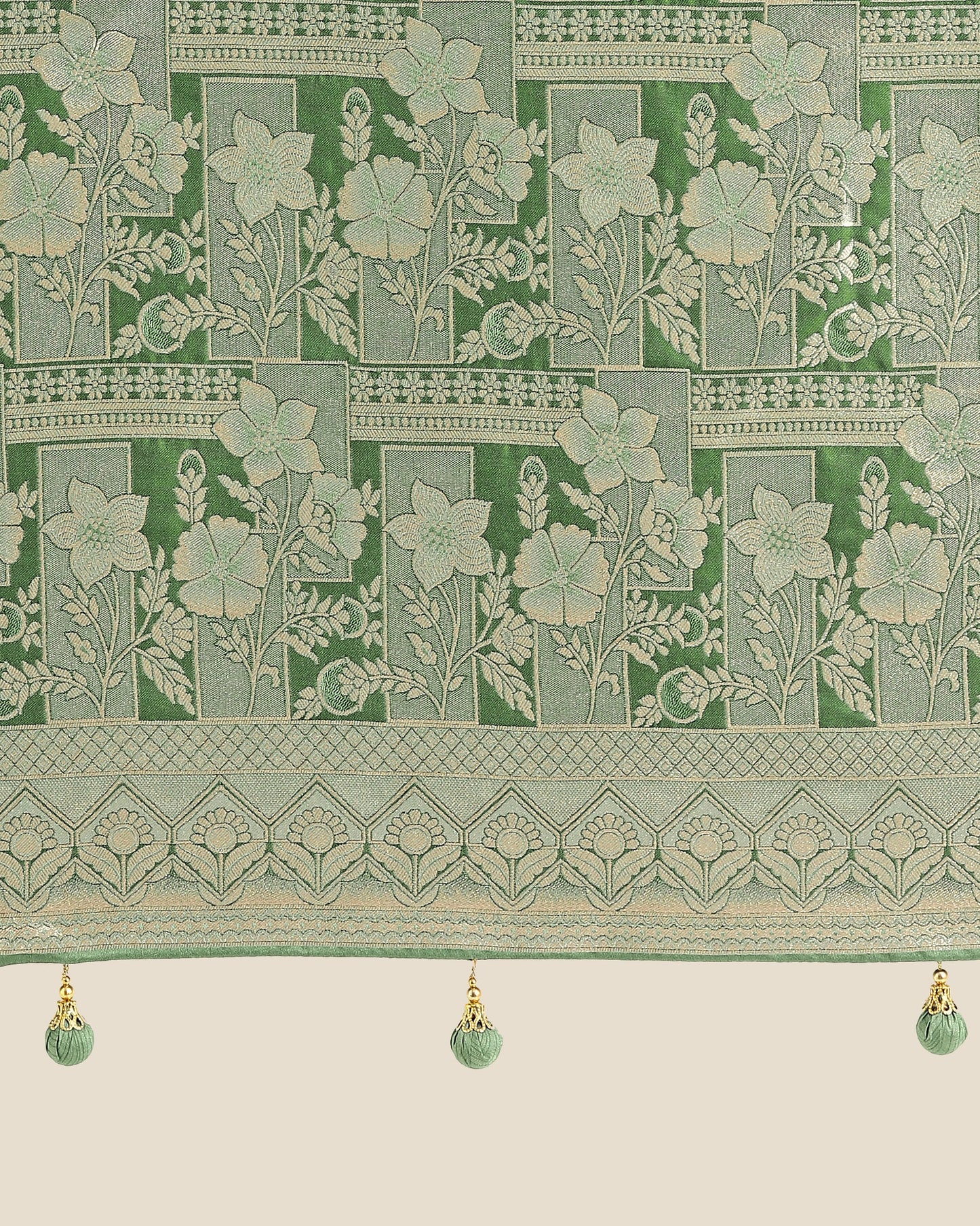Monjolika Fashion Green Color Banarasi Satin Silk Zari Weaving Festival Saree | Swadesiicart