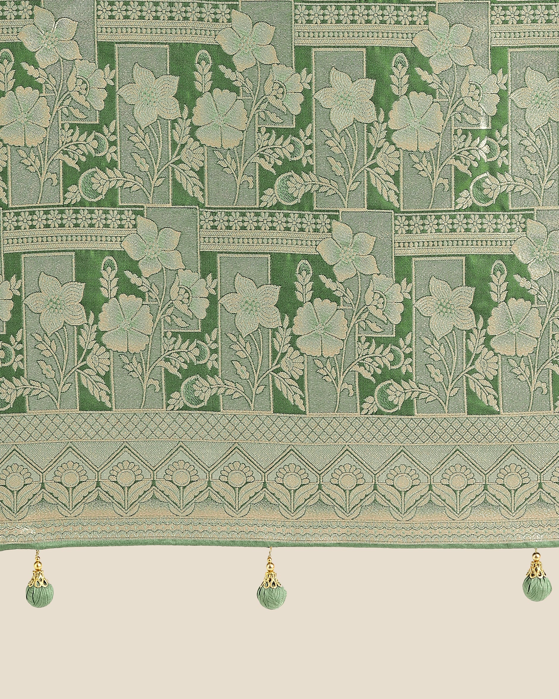 Monjolika Fashion Green Color Banarasi Satin Silk Zari Weaving Festival Saree | Swadesiicart