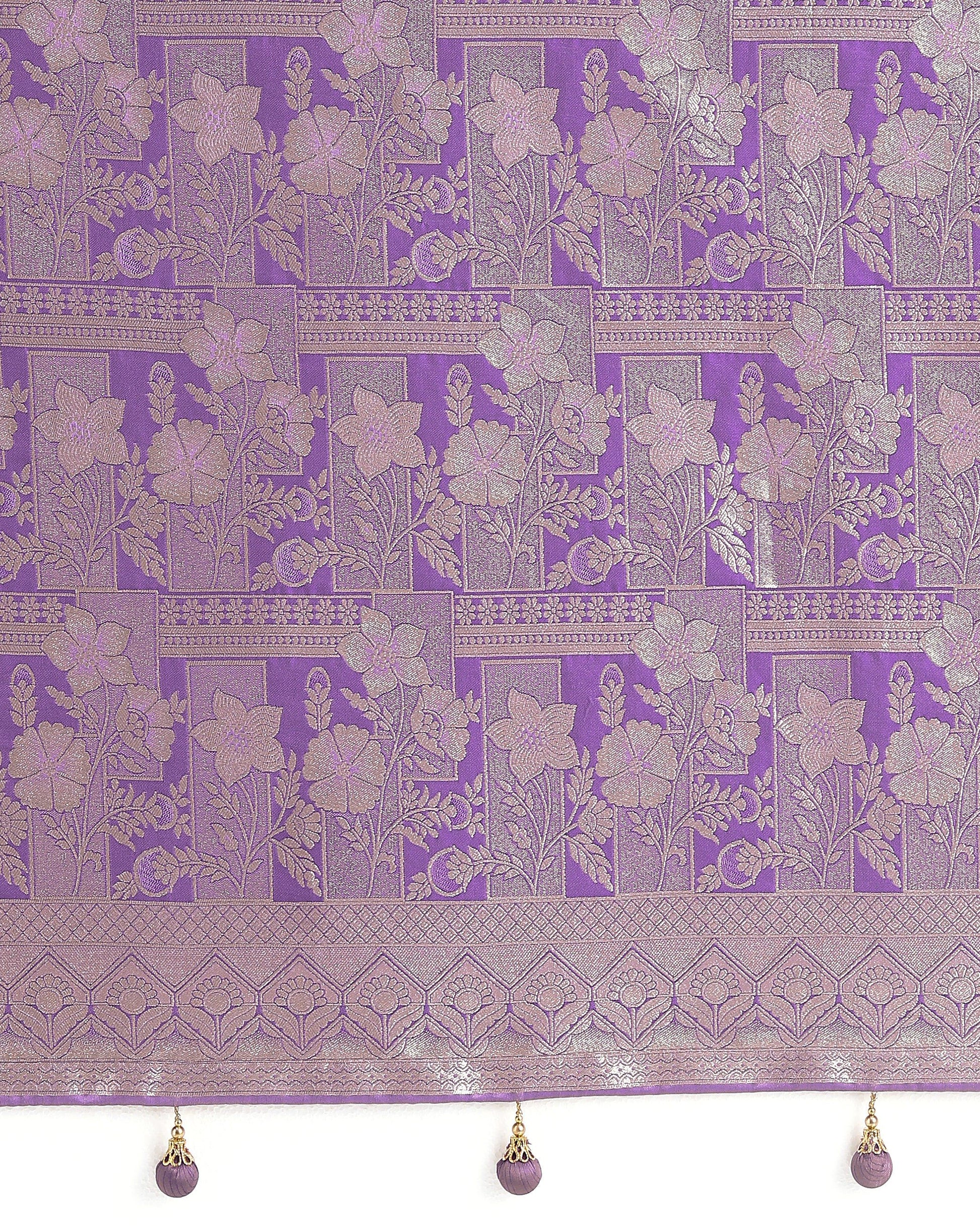 Monjolika Fashion Lavender Color Banarasi Satin Silk Zari Weaving Festival Saree | Swadesiicart