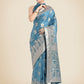 Monjolika Fashion Cyan blue Pink Color Banarasi Satin Silk Zari Weaving Festival Saree | Swadesiicart