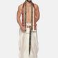 Sethukrishna Men Cream Solid Readymade Dhoti Pants With Angavastram | Swadesiicart