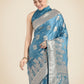 Monjolika Fashion Cyan blue Pink Color Banarasi Satin Silk Zari Weaving Festival Saree | Swadesiicart