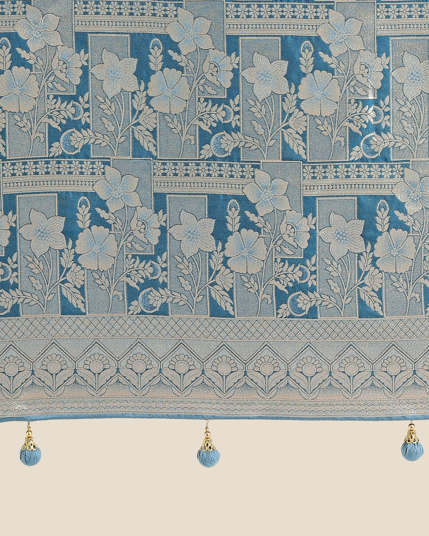 Monjolika Fashion Cyan blue Pink Color Banarasi Satin Silk Zari Weaving Festival Saree | Swadesiicart