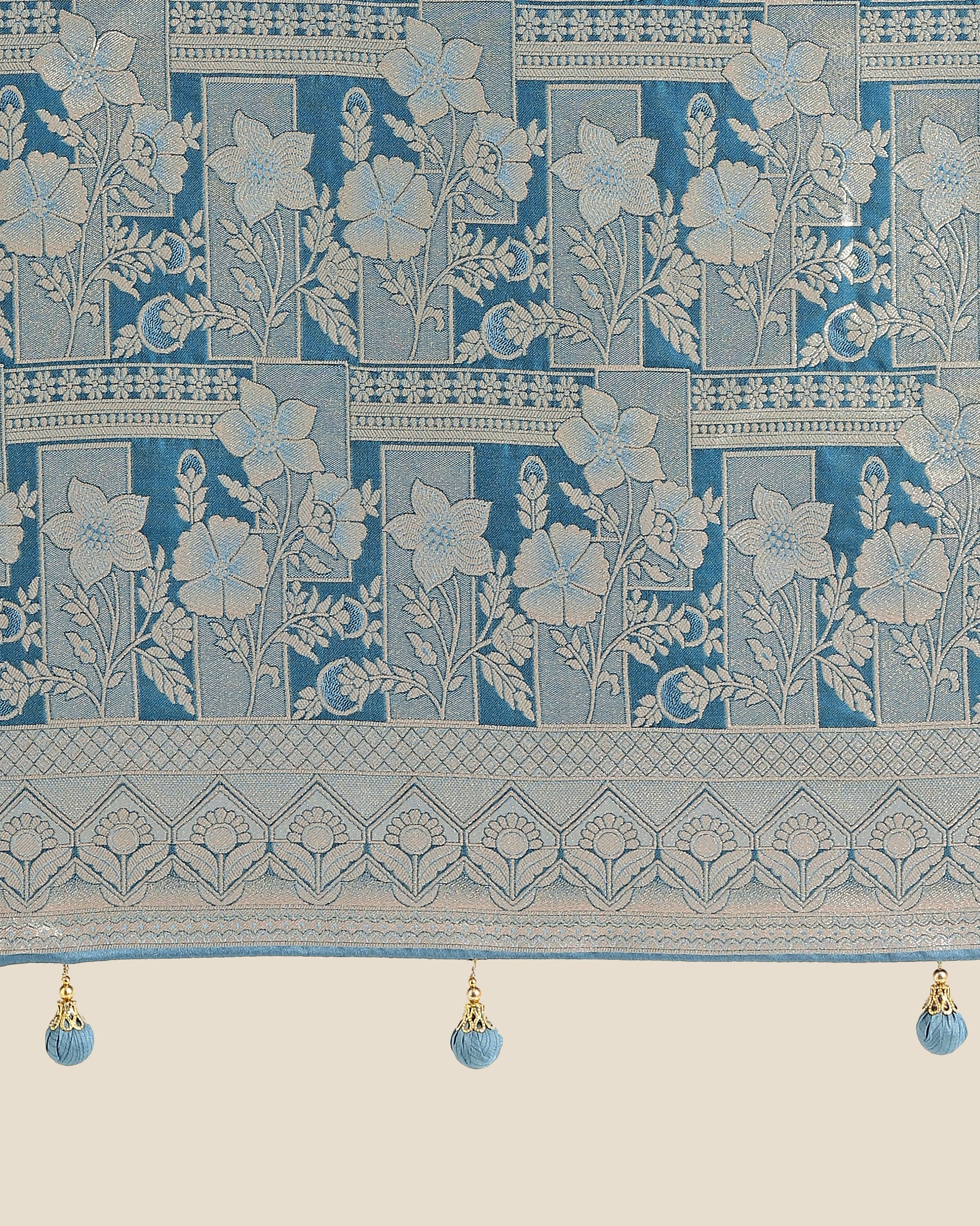 Monjolika Fashion Cyan blue Pink Color Banarasi Satin Silk Zari Weaving Festival Saree | Swadesiicart