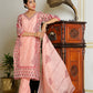 Vaasva Women Orange Chanderi Block Printed Embroidered Kurta Set With Solid Pants & Dupatta | Swadesiicart