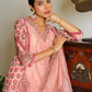 Vaasva Women Orange Chanderi Block Printed Embroidered Kurta Set With Solid Pants & Dupatta | Swadesiicart