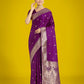 Monjolika Fashion Divine Purple Soft Banarasi Satin Silk Saree With Blouse Piece | Swadesiicart