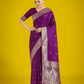 Monjolika Fashion Divine Purple Soft Banarasi Satin Silk Saree With Blouse Piece | Swadesiicart