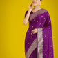 Monjolika Fashion Divine Purple Soft Banarasi Satin Silk Saree With Blouse Piece | Swadesiicart