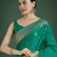 Monjolika Fashion Divine Turquoise Soft Banarasi Satin Silk Saree With Blouse Piece | Swadesiicart