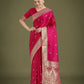 Monjolika Fashion Divine Rani Pink Soft Banarasi Satin Silk Saree With Blouse Piece | Swadesiicart