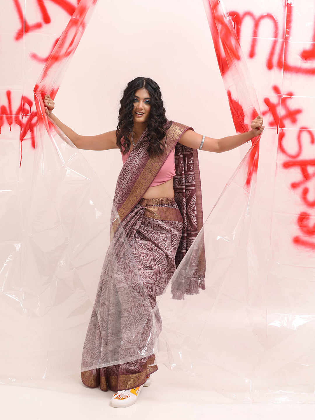 Tikhi Imli Zari Cotton Ready to Wear Saree | Swadesiicart