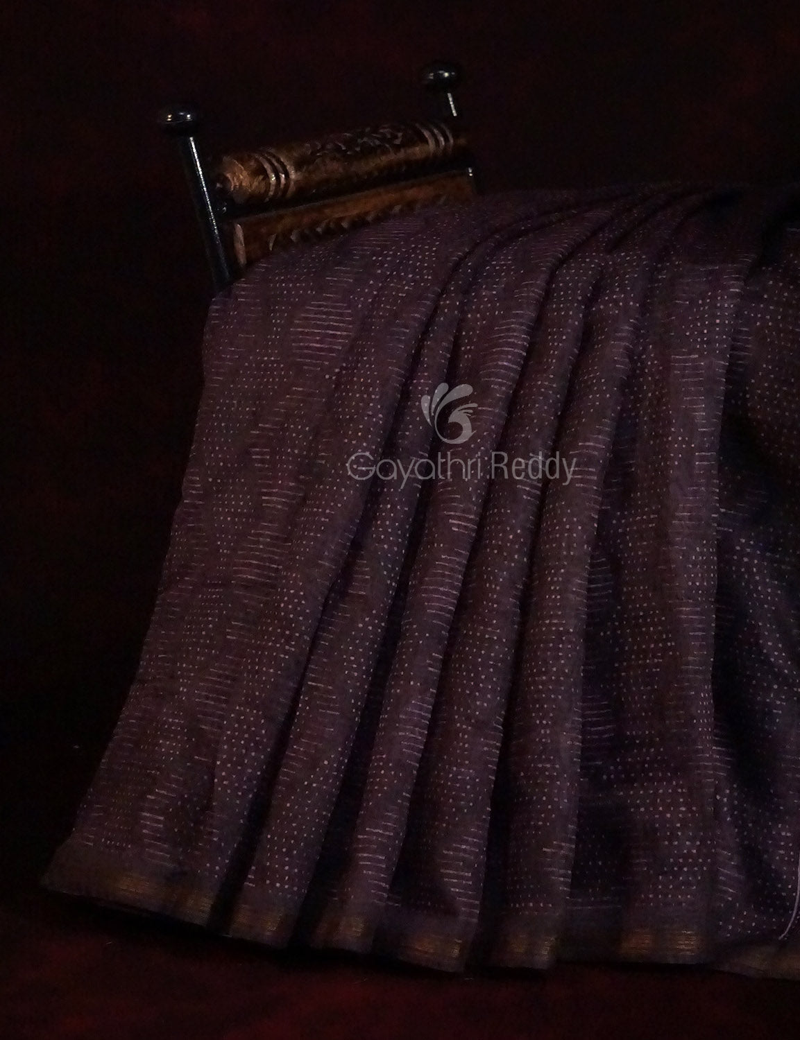 Dark Wine Geometrical Design Semi Chanderi Saree By Gayathri Reddy Designer Studio | Swadesiicart