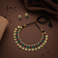 Tehzeeb Creations Green And Maroon Colour Gold-Polished Stone Jewellery Choker Necklace Set With Matching Pair of Stud Earrings - Swadesiicart