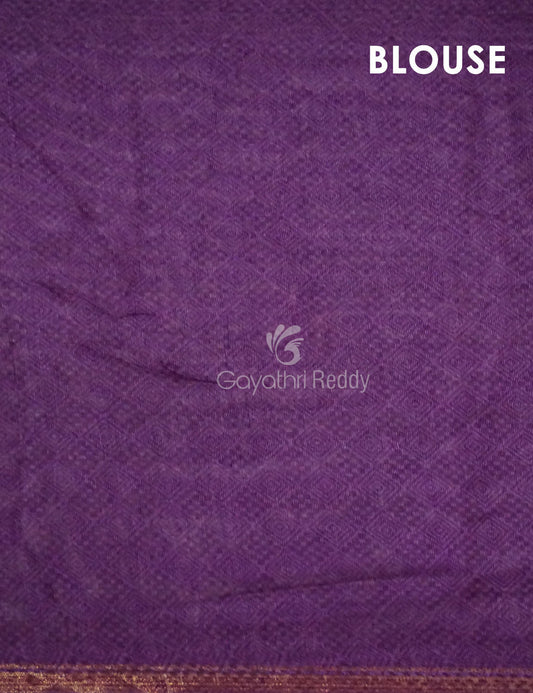 Light Orange And Purple Colour Printed Semi Chanderi Saree By Gayathri Reddy Designer Studio | Swadesiicart
