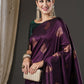 Anouk Purple & Gold-Toned Woven Design Zari Banarasi Saree | Swadesiicart