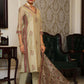 Vaasva Women Green Chanderi Block Printed Embroidered Kurta Set With Solid Pants & Dupatta | Swadesiicart
