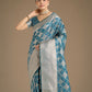 Monjolika Fashion Cyan blue Banarasi Satin Silk Saree with Rich Zari Woven Pallu & Blouse Piece | Swadesiicart