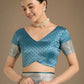 Monjolika Fashion Cyan blue Banarasi Satin Silk Saree with Rich Zari Woven Pallu & Blouse Piece | Swadesiicart