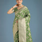 Monjolika Fashion Green Banarasi Satin Silk Saree with Rich Zari Woven Pallu & Blouse Piece | Swadesiicart
