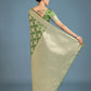 Monjolika Fashion Green Banarasi Satin Silk Saree with Rich Zari Woven Pallu & Blouse Piece | Swadesiicart