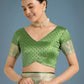 Monjolika Fashion Green Banarasi Satin Silk Saree with Rich Zari Woven Pallu & Blouse Piece | Swadesiicart