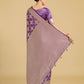 Monjolika Fashion Purple Banarasi Satin Silk Saree with Rich Zari Woven Pallu & Blouse Piece | Swadesiicart