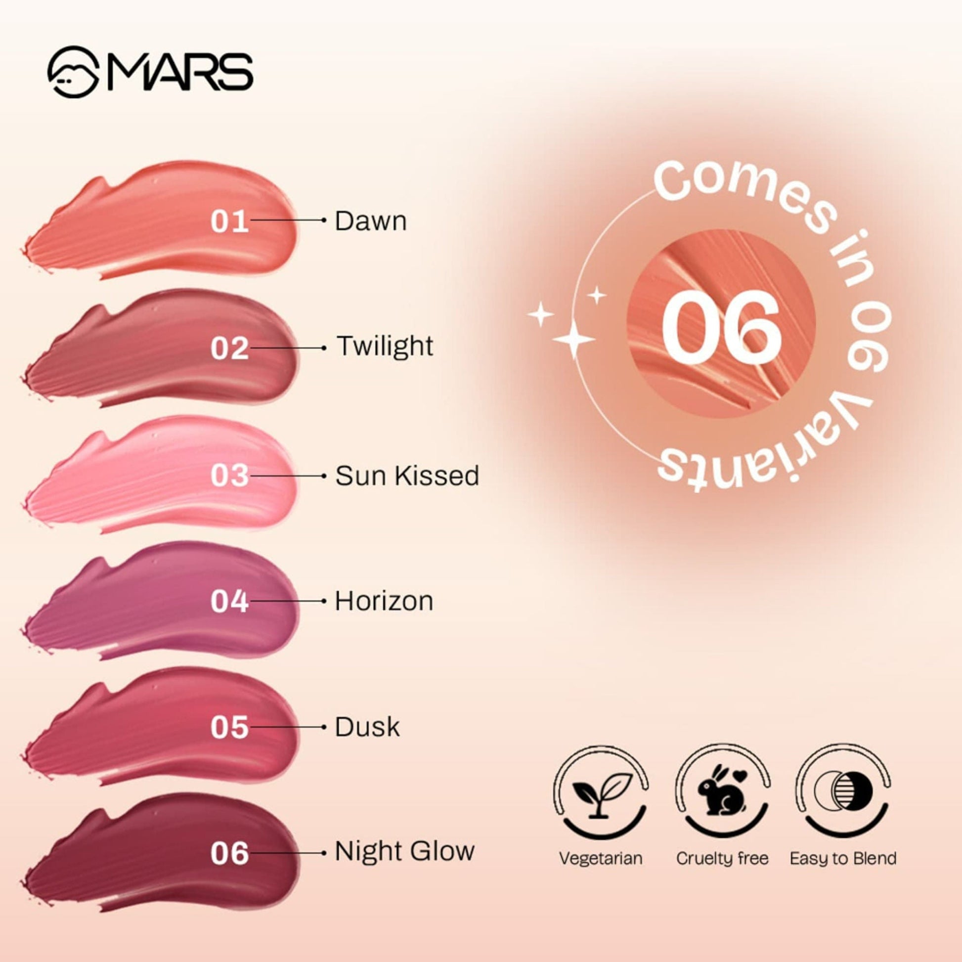 MARS Cosmetics Liquid Blush Hour Dewy-Matte Finish - 01 Dawn - Swadesiicart